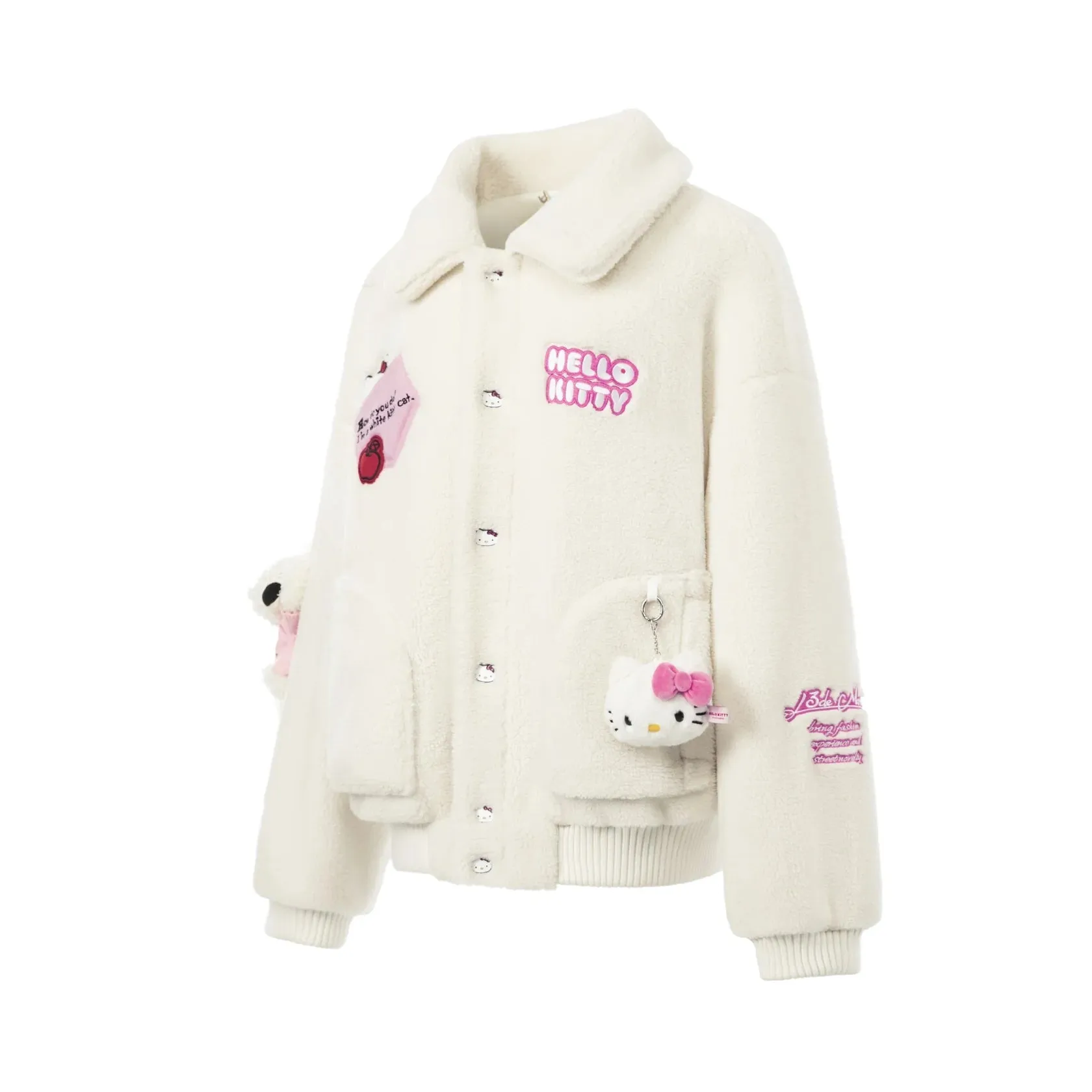 13De Marzo X Hello Kitty White Bear Fleece Coat