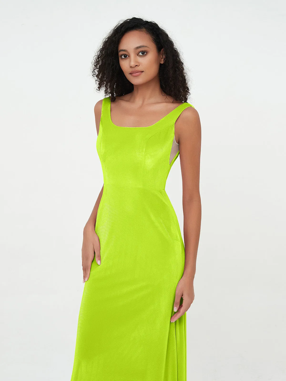Bateau Neck Mermaid Long Velvet Dresses Lime Green