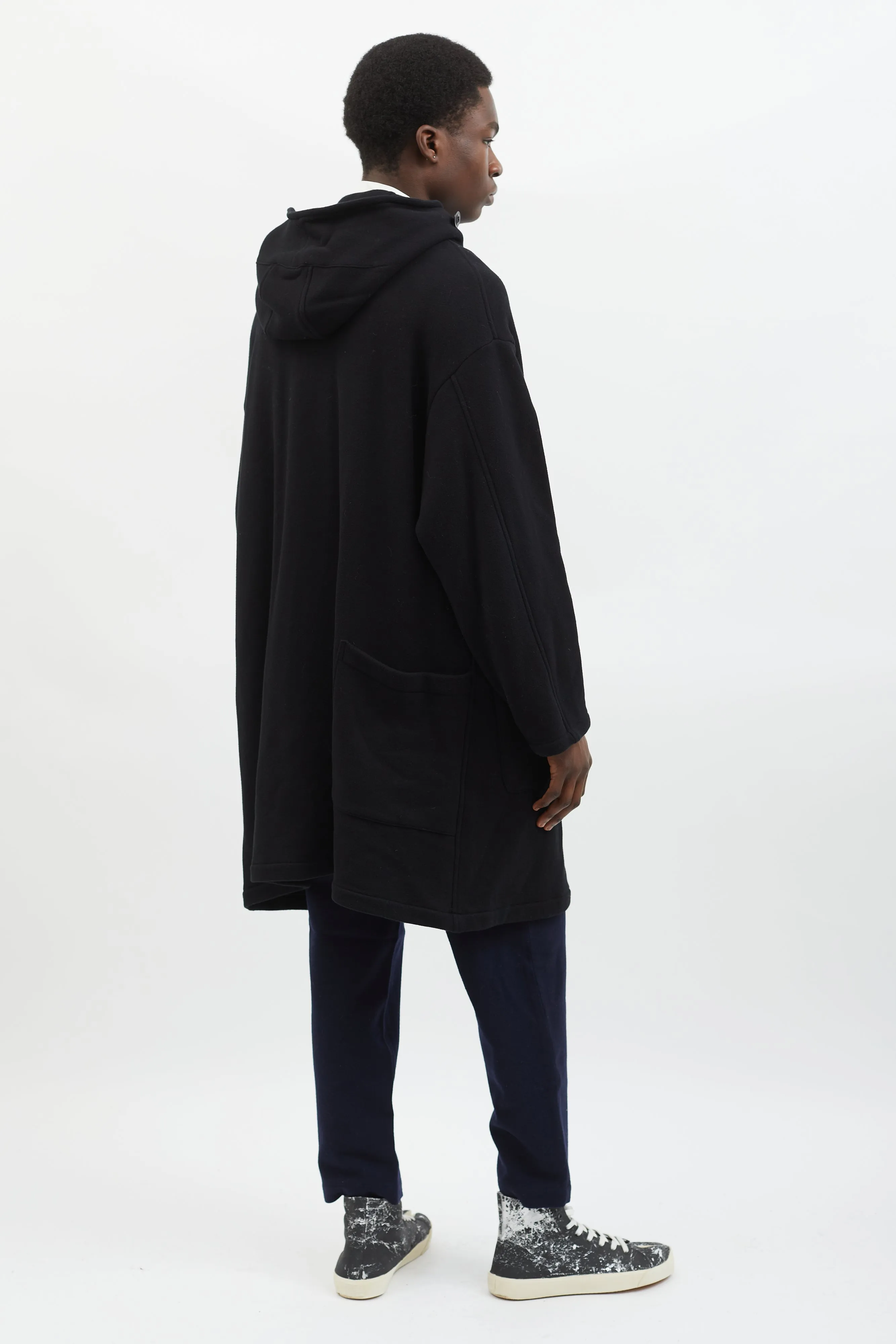 Black Fleece Raised Hooded Coat