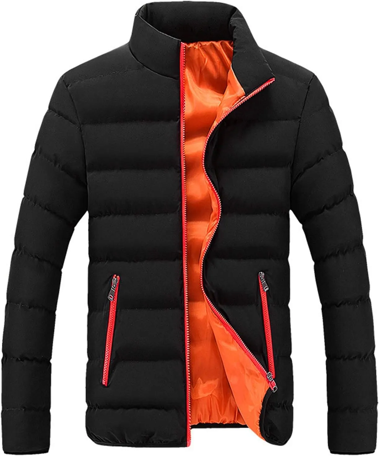 Bubble Coat Men No Hood Packable Puffer Jacket Hoodless Zip Up Lightweight Winter Down Jacket Quilted Padded Jacket