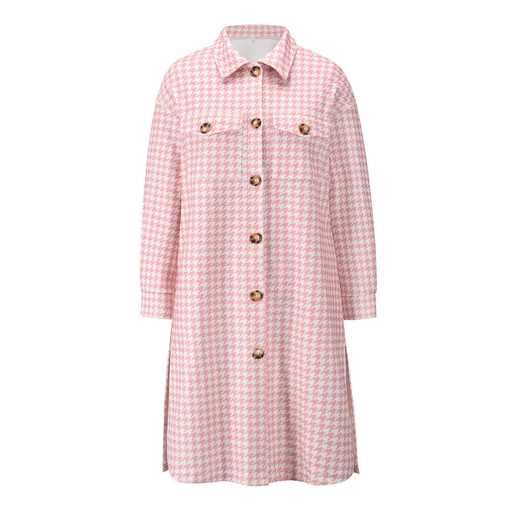 Button Plaid Shirt Jackets Coat Wholesale Women's
