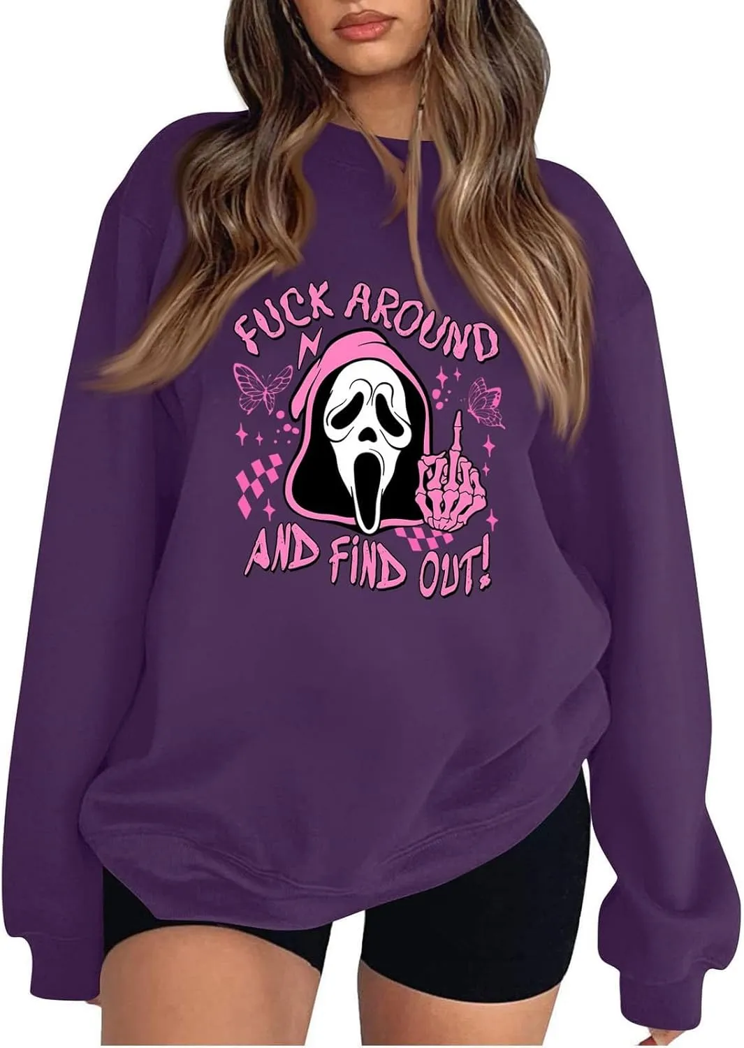 Cute Ghost Halloween Sweatshirts Women Funny Pumpkin Graphic Sweatshirt Spooky Season Party Tops Fall Sweater