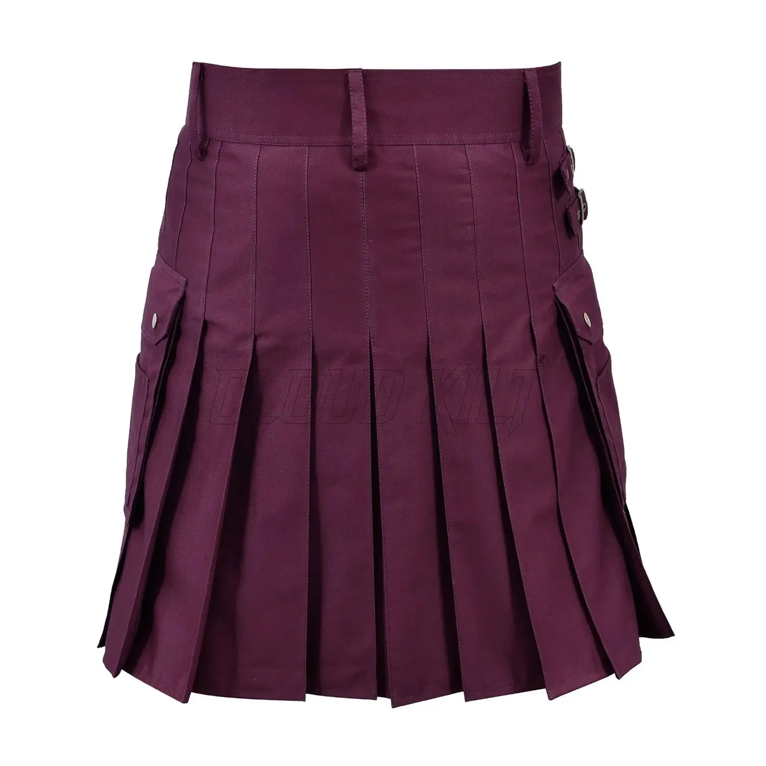 Deluxe Modern Fashion Maroon Utility Kilt For Men