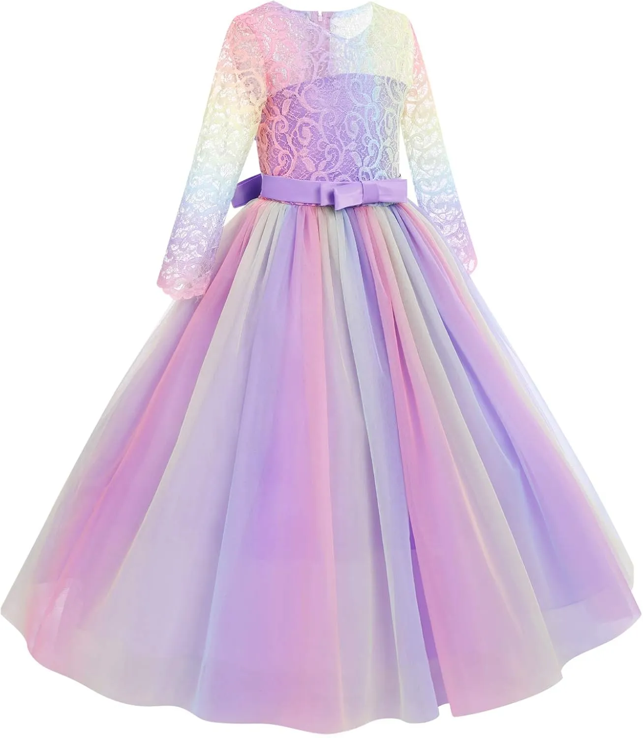 Flower Girls Vintage Lace 3/4 Sleeve Bridesmaid Velvet Dress Princess Wedding Party Pageant Evening Formal Prom Ball Gown