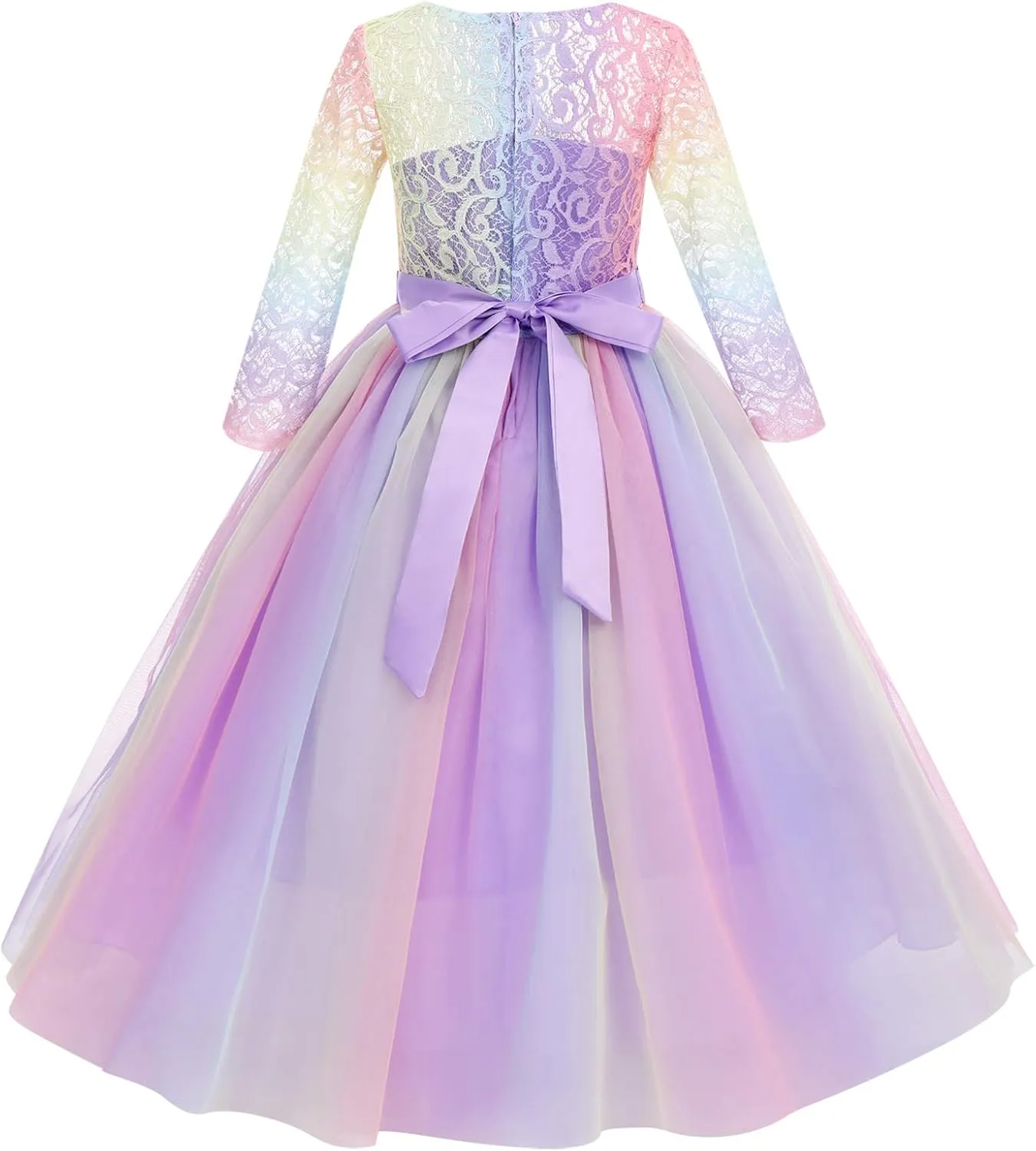 Flower Girls Vintage Lace 3/4 Sleeve Bridesmaid Velvet Dress Princess Wedding Party Pageant Evening Formal Prom Ball Gown