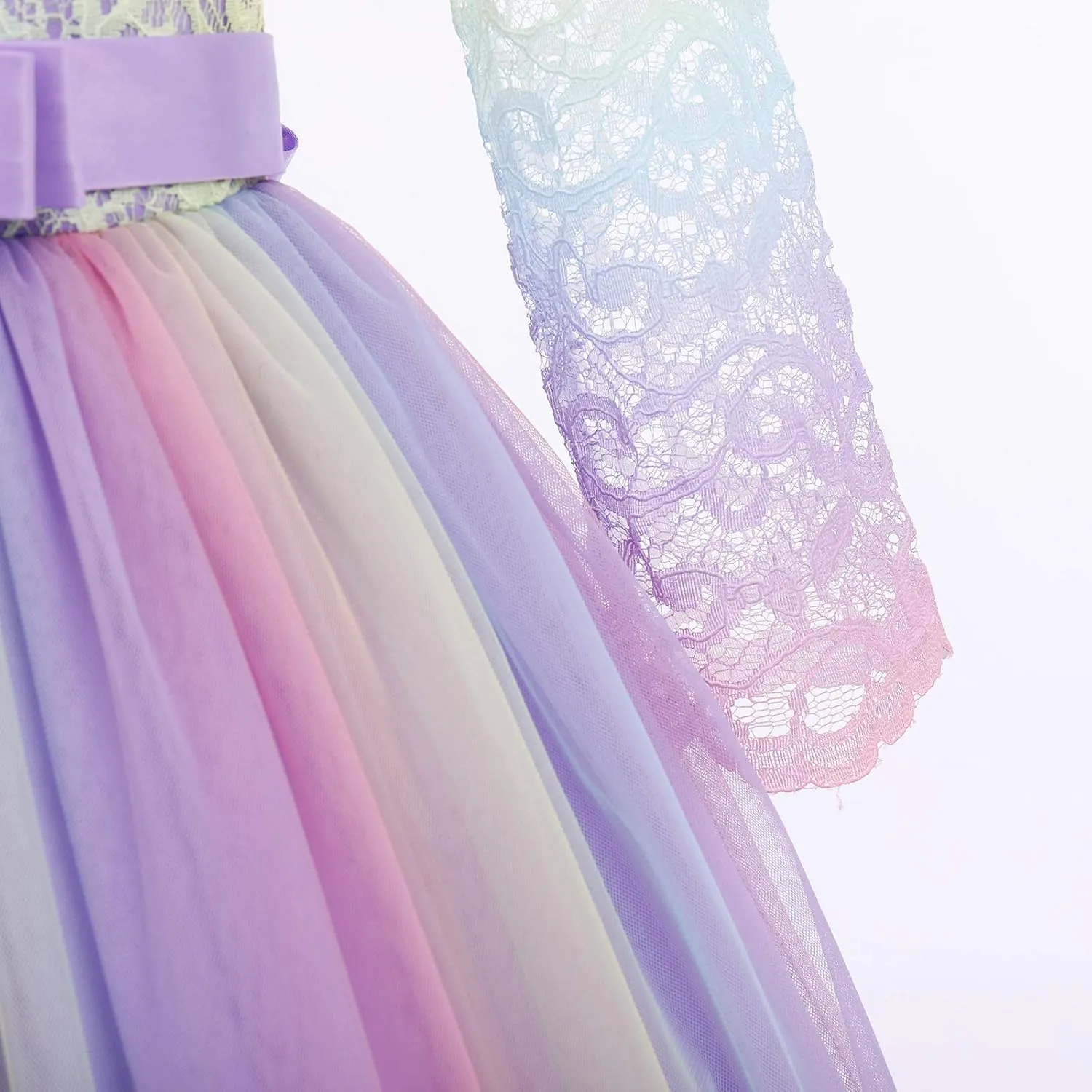 Flower Girls Vintage Lace 3/4 Sleeve Bridesmaid Velvet Dress Princess Wedding Party Pageant Evening Formal Prom Ball Gown