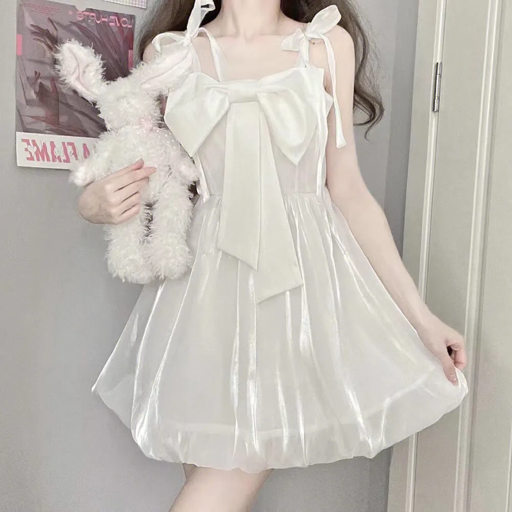 Front Big Bow Suspender Dress