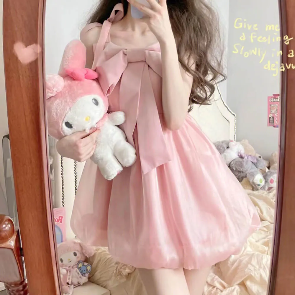 Front Big Bow Suspender Dress