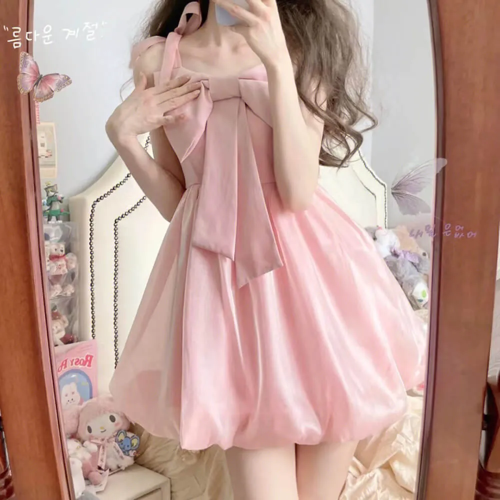 Front Big Bow Suspender Dress