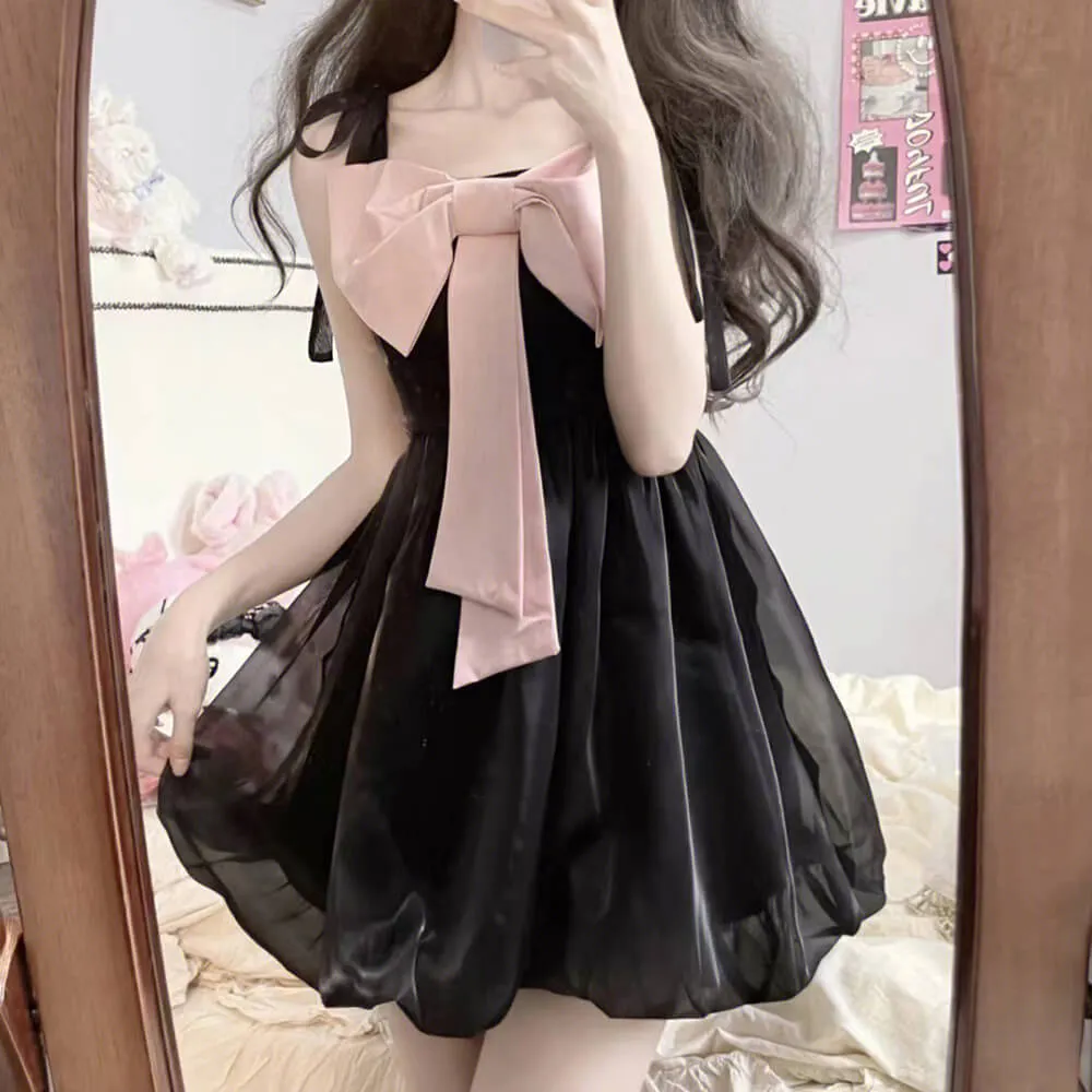 Front Big Bow Suspender Dress