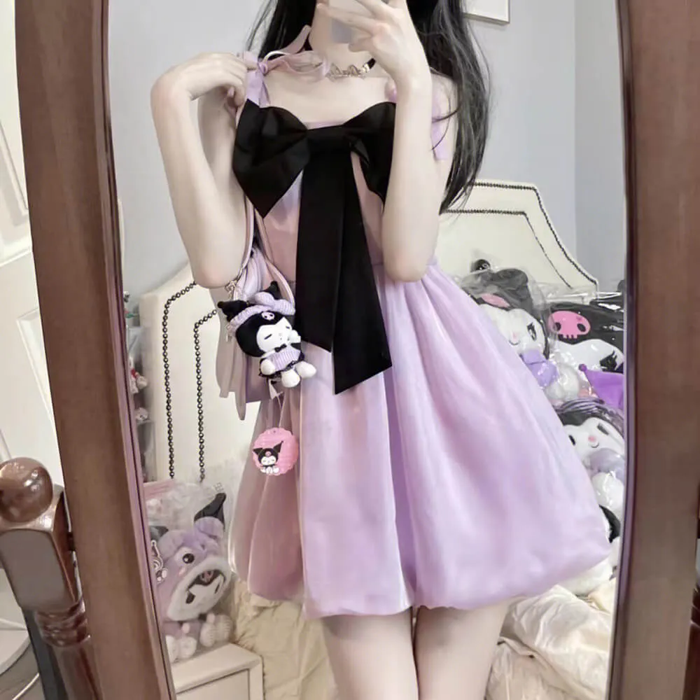 Front Big Bow Suspender Dress