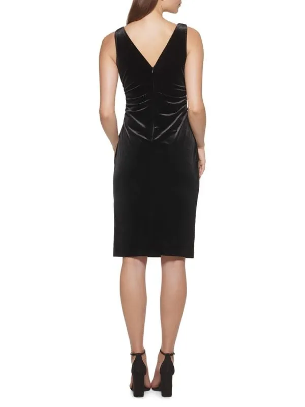 Kensie Velvet Cowl Neck Sheath Dress, Black