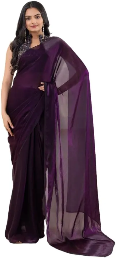 Lustrous Tissue Silk Ready To Wear Saree With Foil Printed Digital Blouse