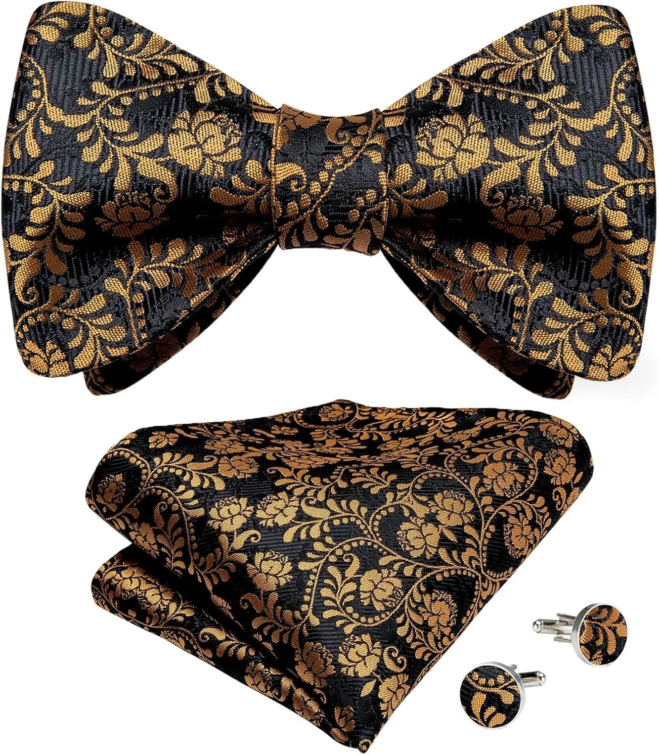 Men Bow Tie Set Handkerchief Cufflinks Fashion Self Tie Bowtie Silk Bowties Paisley Wedding Party Bowknot