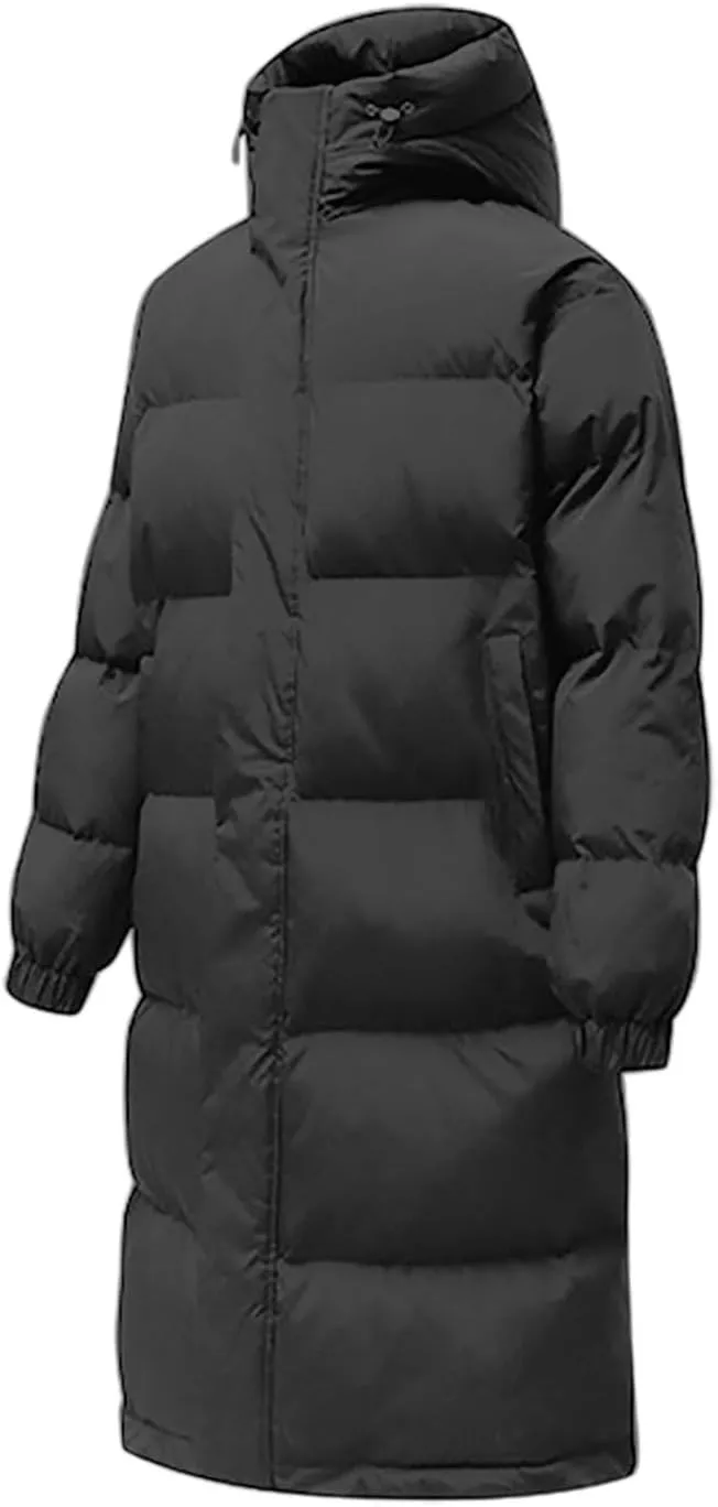 Mens Puffer Jacket Long Winter Coat Hooded Down Jacket Warm Parka Jacket Quilted Insulated Jacket Windproof Coat