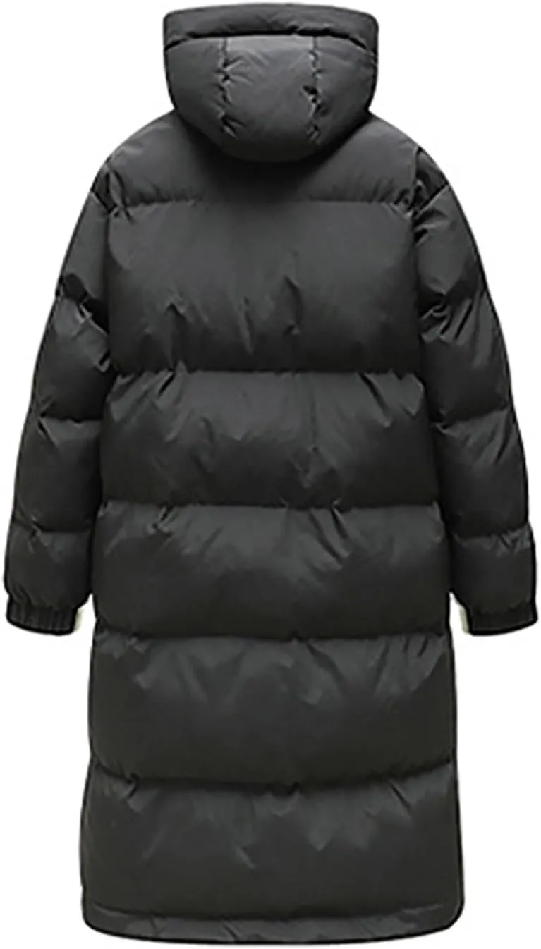Mens Puffer Jacket Long Winter Coat Hooded Down Jacket Warm Parka Jacket Quilted Insulated Jacket Windproof Coat