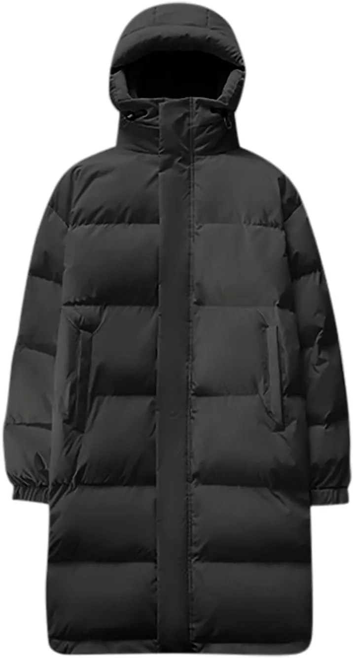 Mens Puffer Jacket Long Winter Coat Hooded Down Jacket Warm Parka Jacket Quilted Insulated Jacket Windproof Coat