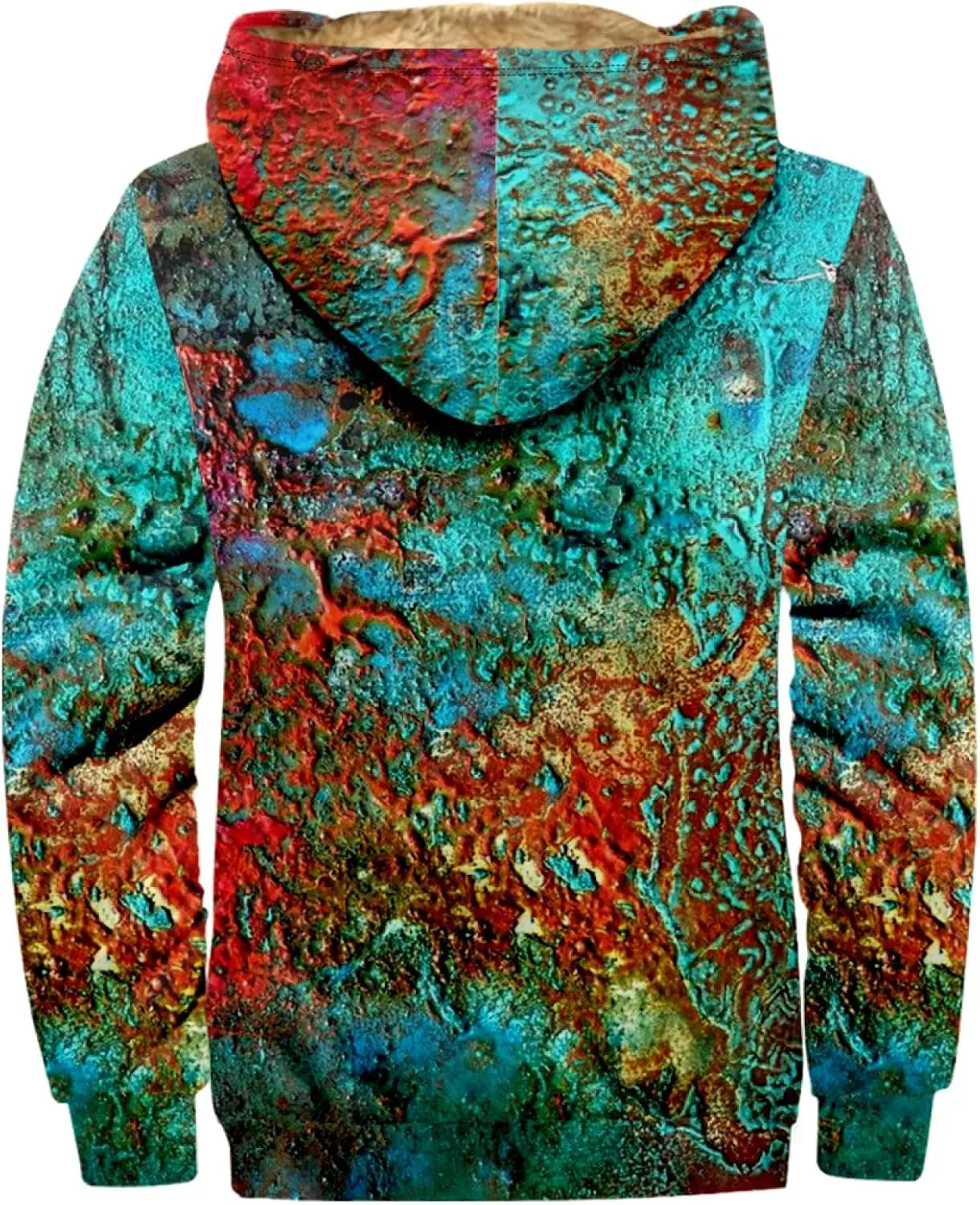 Mens Zip Up Hoodie Winter Fleece Lined Graphic Jacket Big And Tall Heated Cold Weather Coat Windproof Cool Casual Outwear