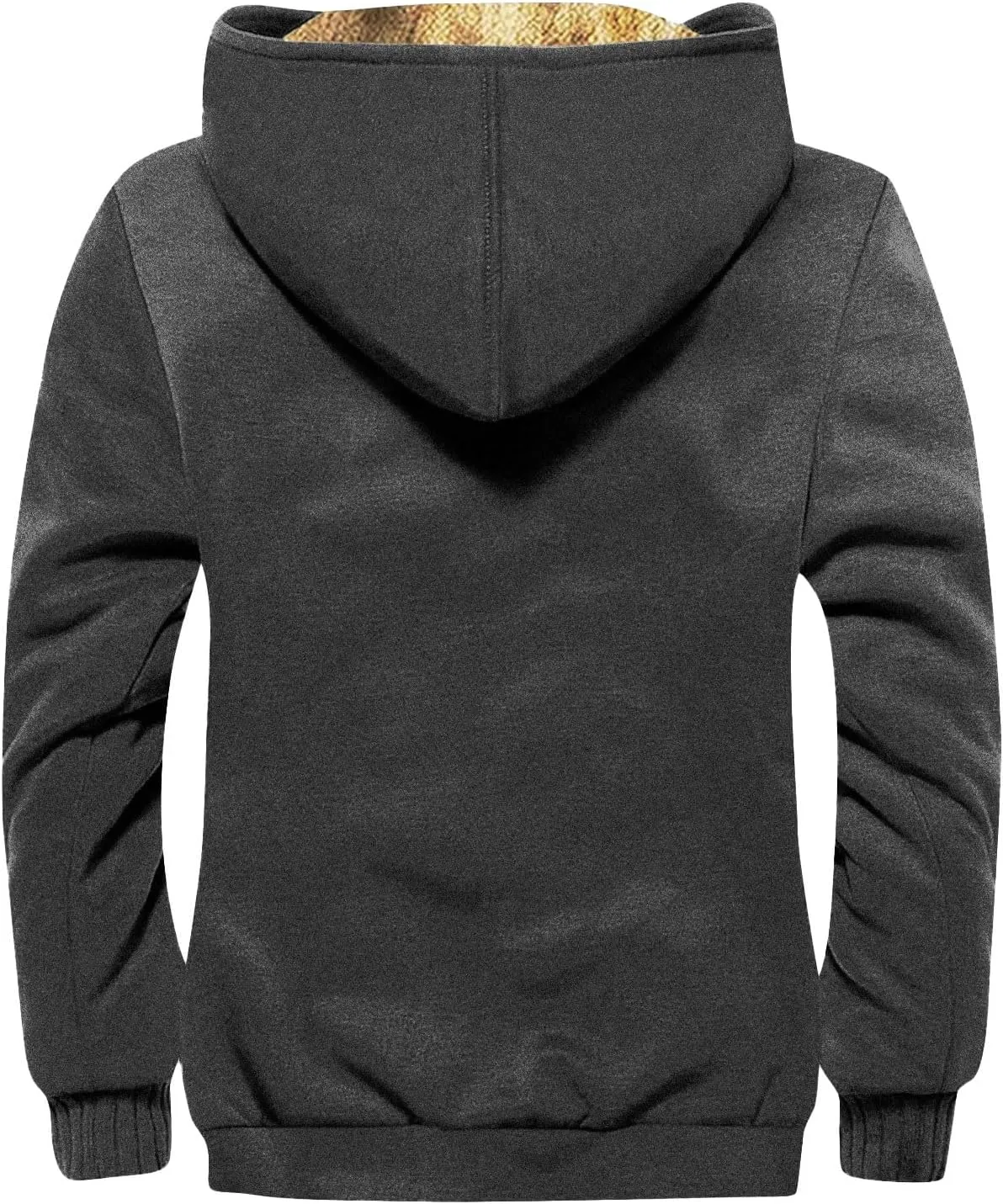 Mens Zipper Hoodies Winter Sherpa Lined Graphic Jacket Oversized Heavy Windbreaker Coat Big And Tall Windproof Outwear
