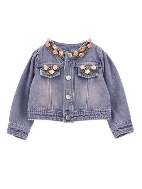 Monnalisa-Baby denim jacket with flowers-39E100