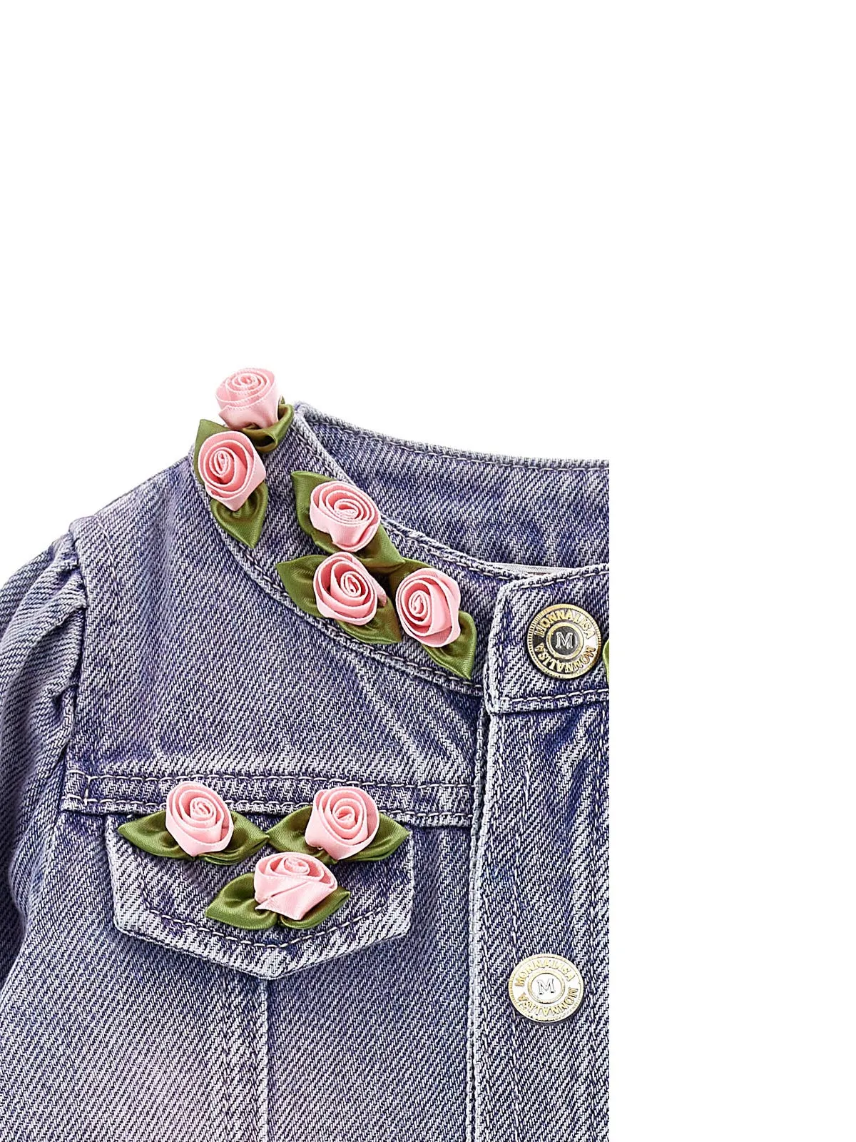 Monnalisa-Baby denim jacket with flowers-39E100