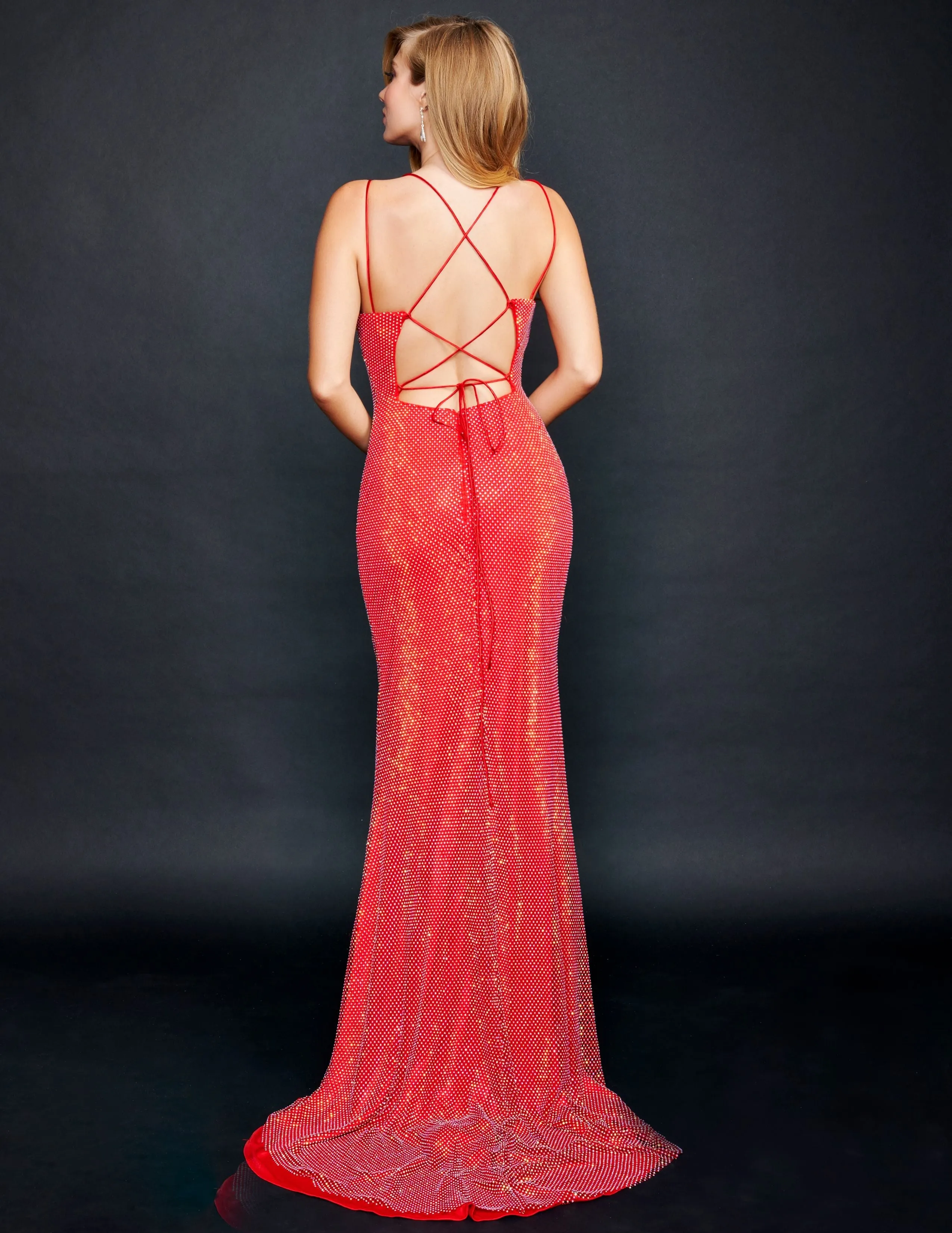 Nina Canacci 3198 Size 6, 8 Crystal Mesh Backless Corset Formal Prom Dress Pageant Gown Shimmer