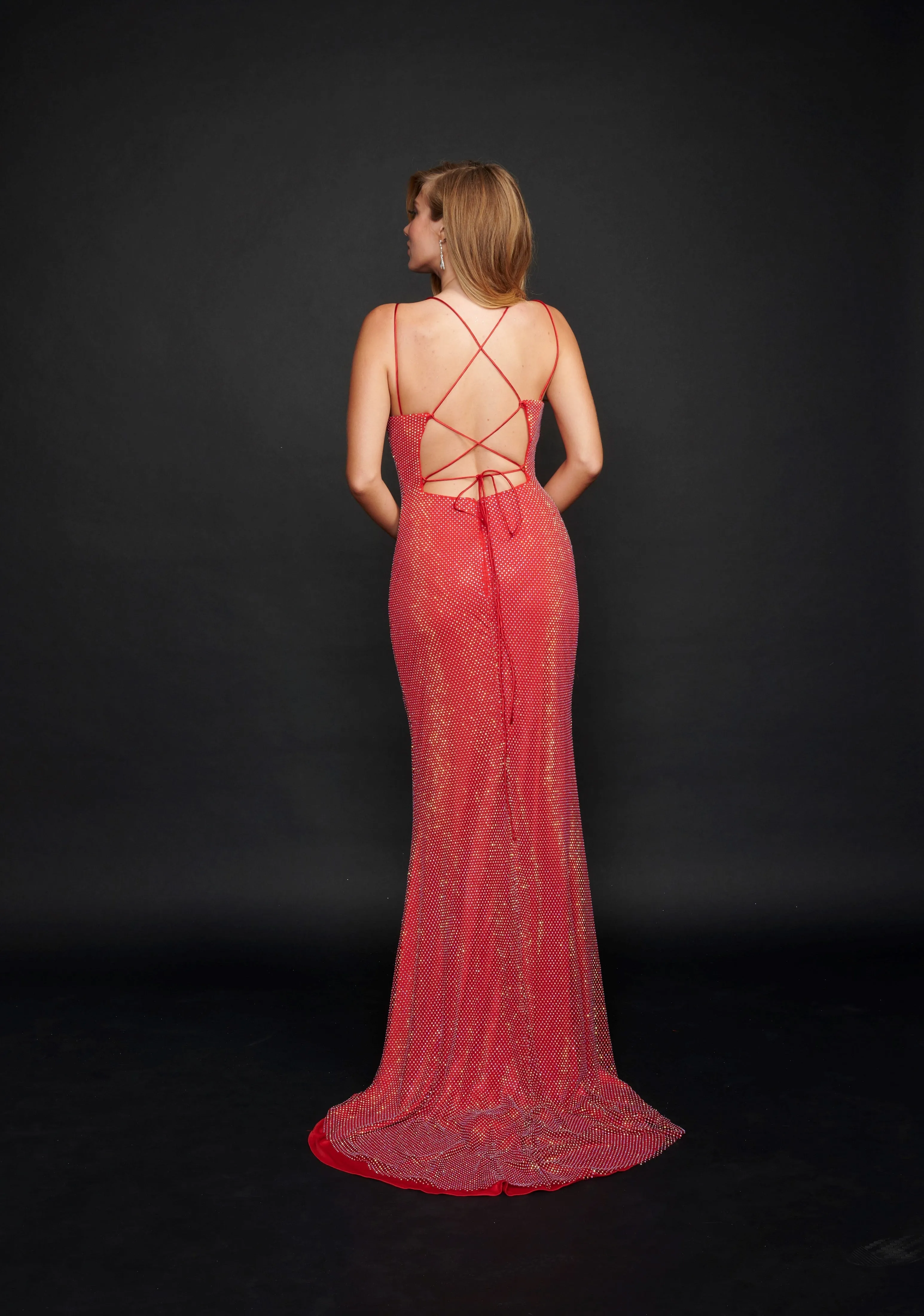 Nina Canacci 3198 Size 6, 8 Crystal Mesh Backless Corset Formal Prom Dress Pageant Gown Shimmer