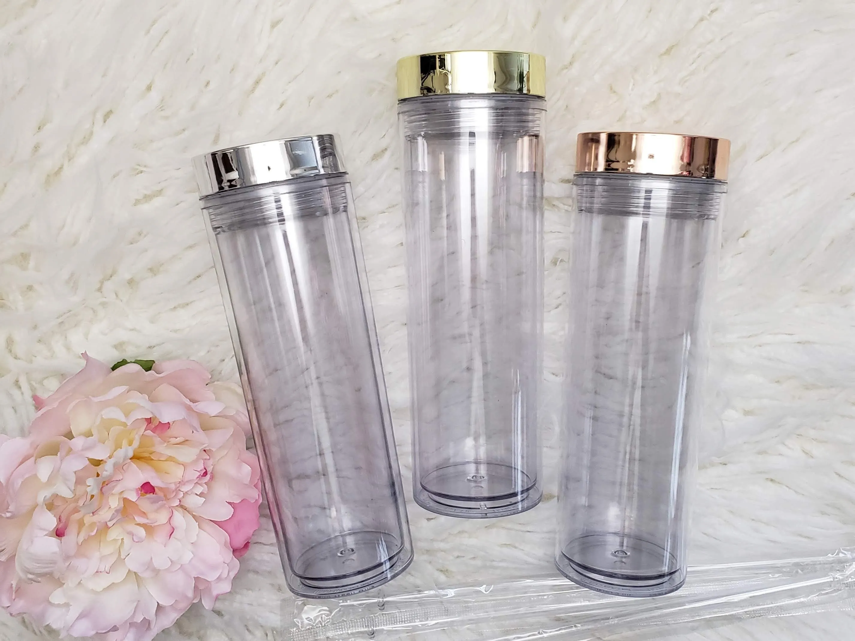 Personalized Polka Dot Name Cute Acrylic Clear Tumbler with Straw and Free Personalization