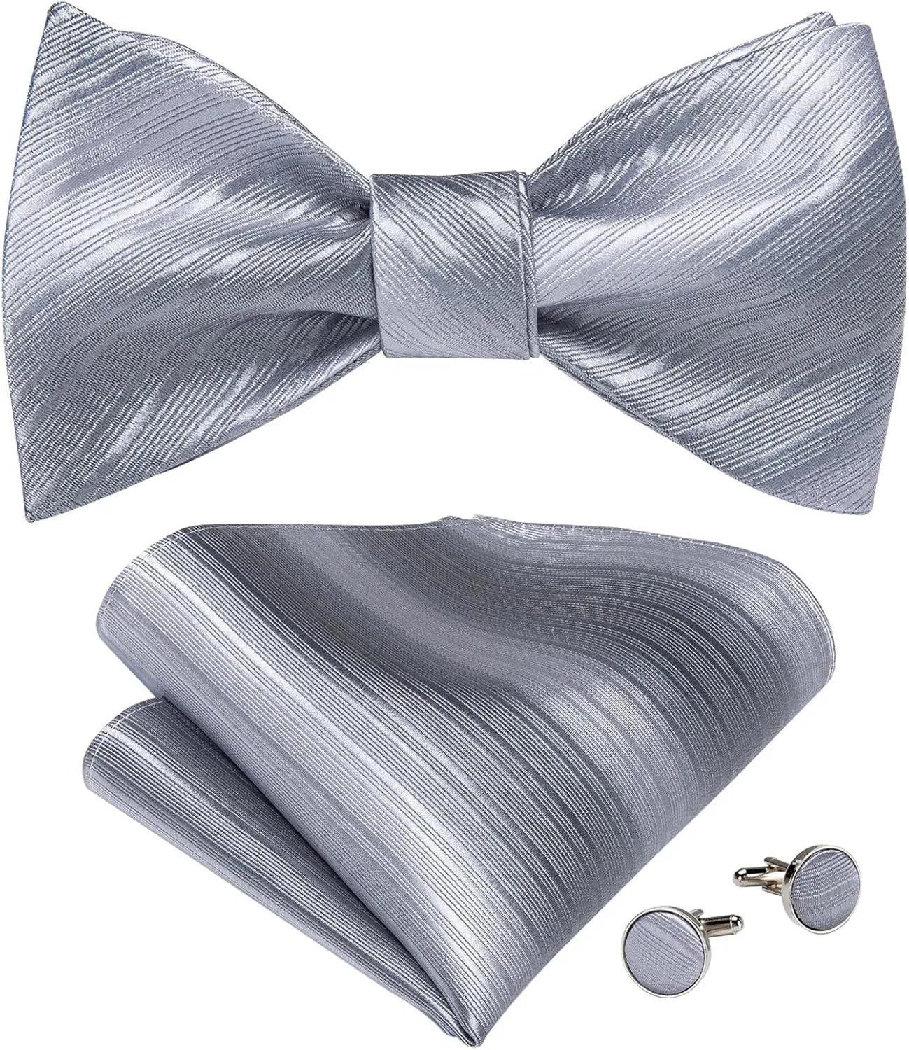 Self Tie Men Silk Woven Wedding Bow Tie Handkerchief Brooch Pin Set Party Men Bowties Necktie