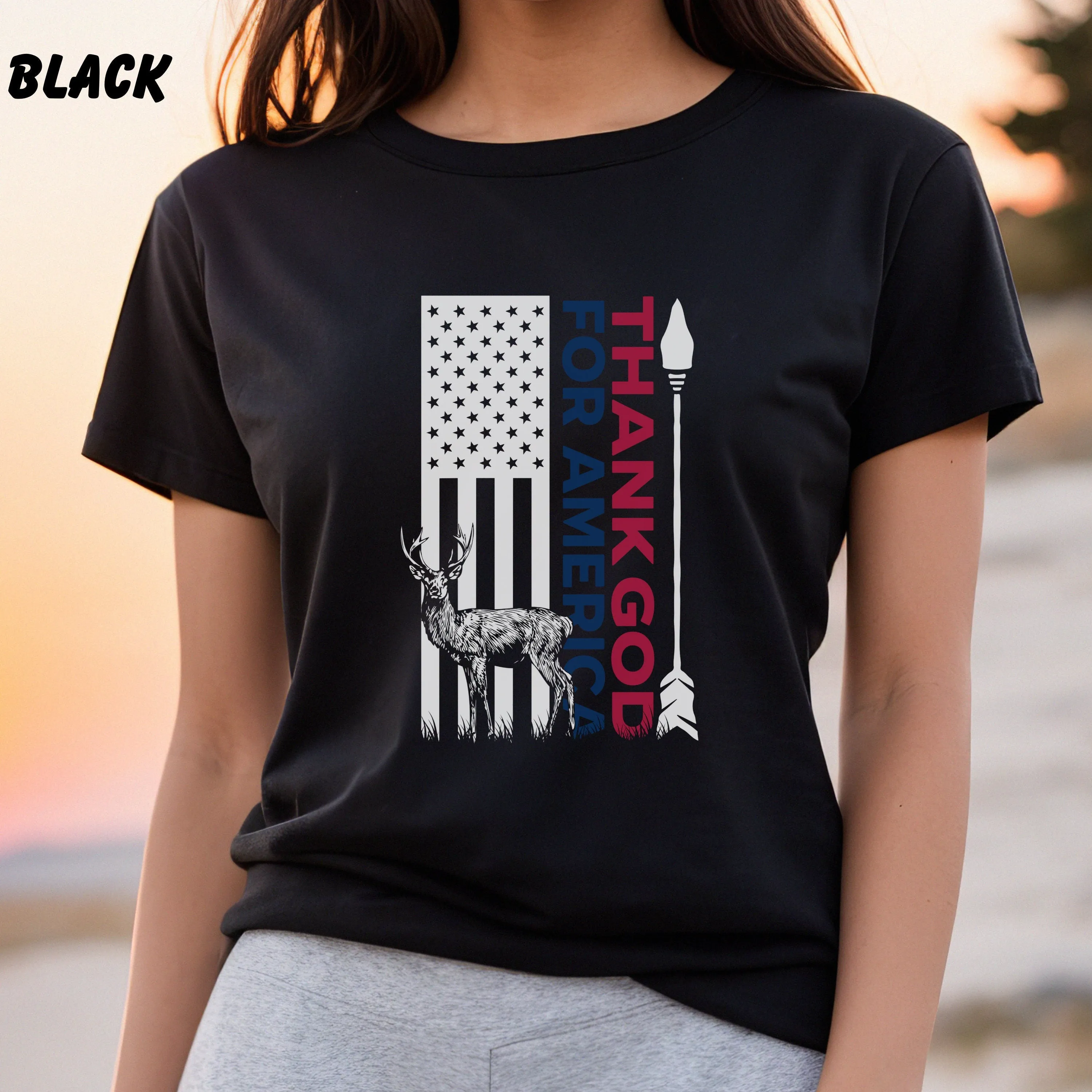 USA Bow Hunting Shirt, Thank God For America