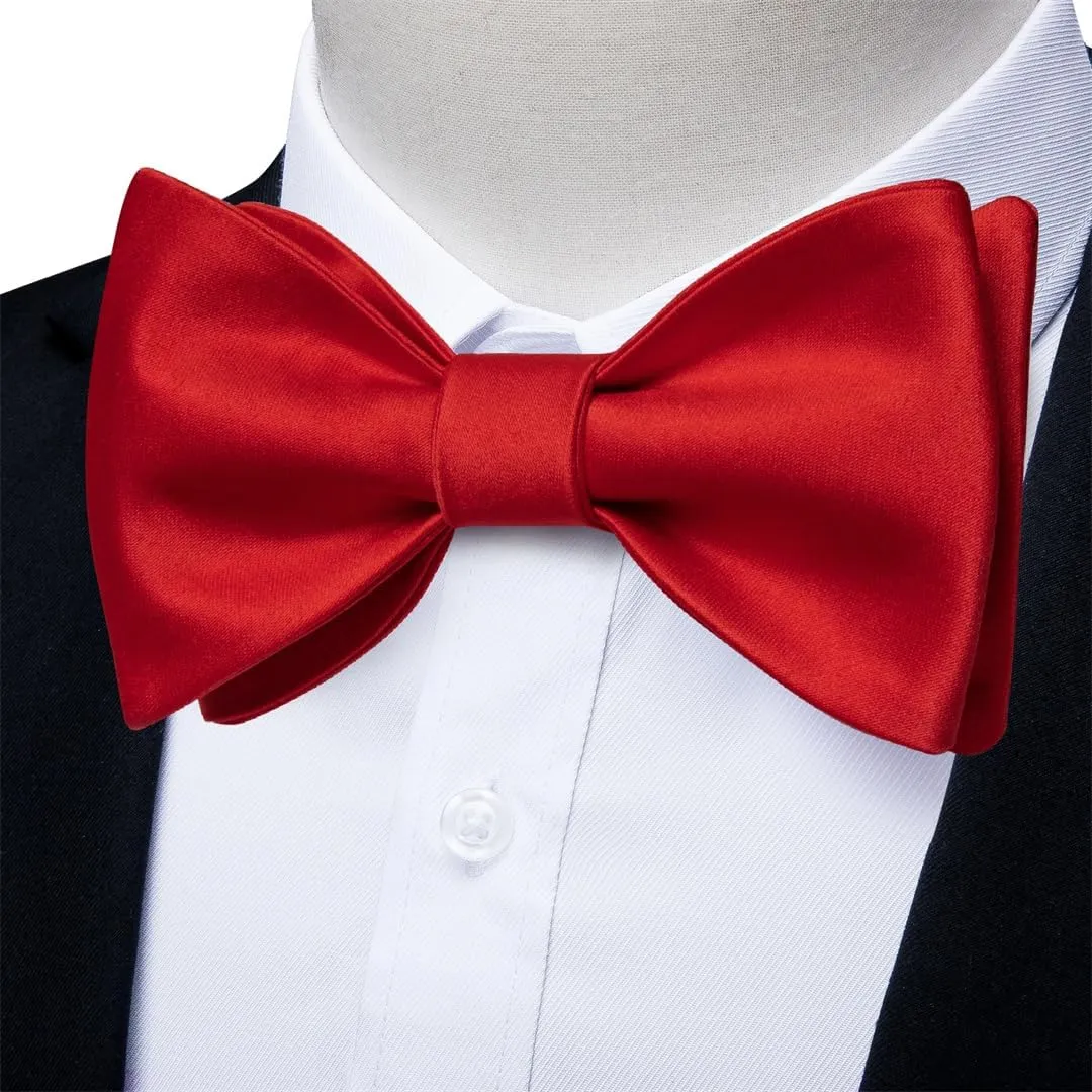 Wedding Bowtie For Man Silk Pocket Square Cufflinks Brooch Set Men's Self-Tie Bow Tie Adjustable Bowties