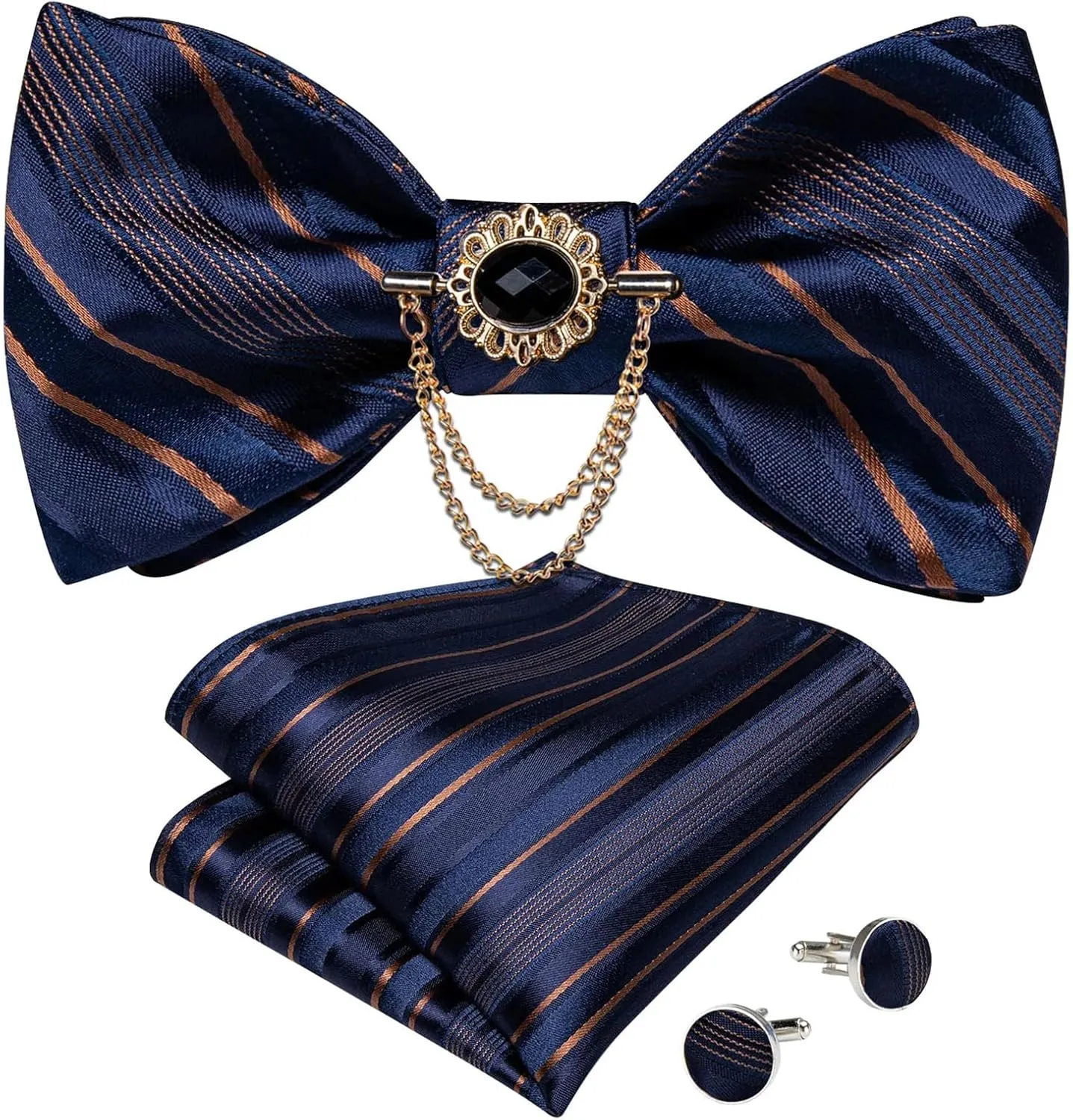 Wedding Bowtie For Man Silk Pocket Square Cufflinks Brooch Set Men's Self-Tie Bow Tie Adjustable Bowties