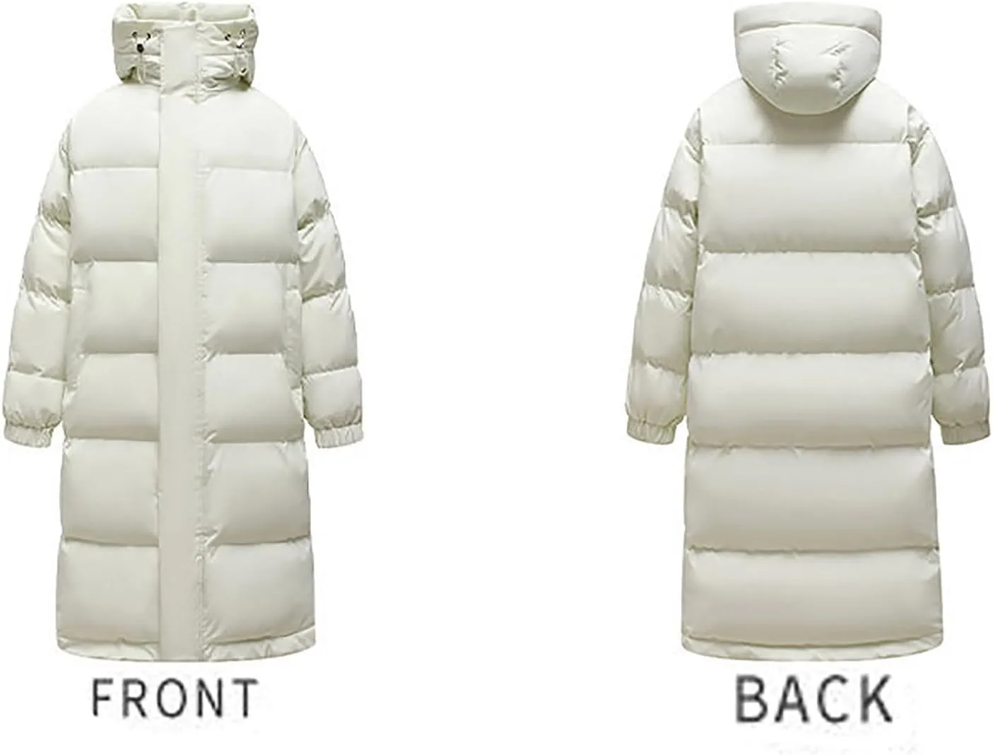 Winter Coat for Men Water Resistant Puffy Insulated Long Hooded Puffer Jacket Thicken Warm Zip Up Puffer with Pockets