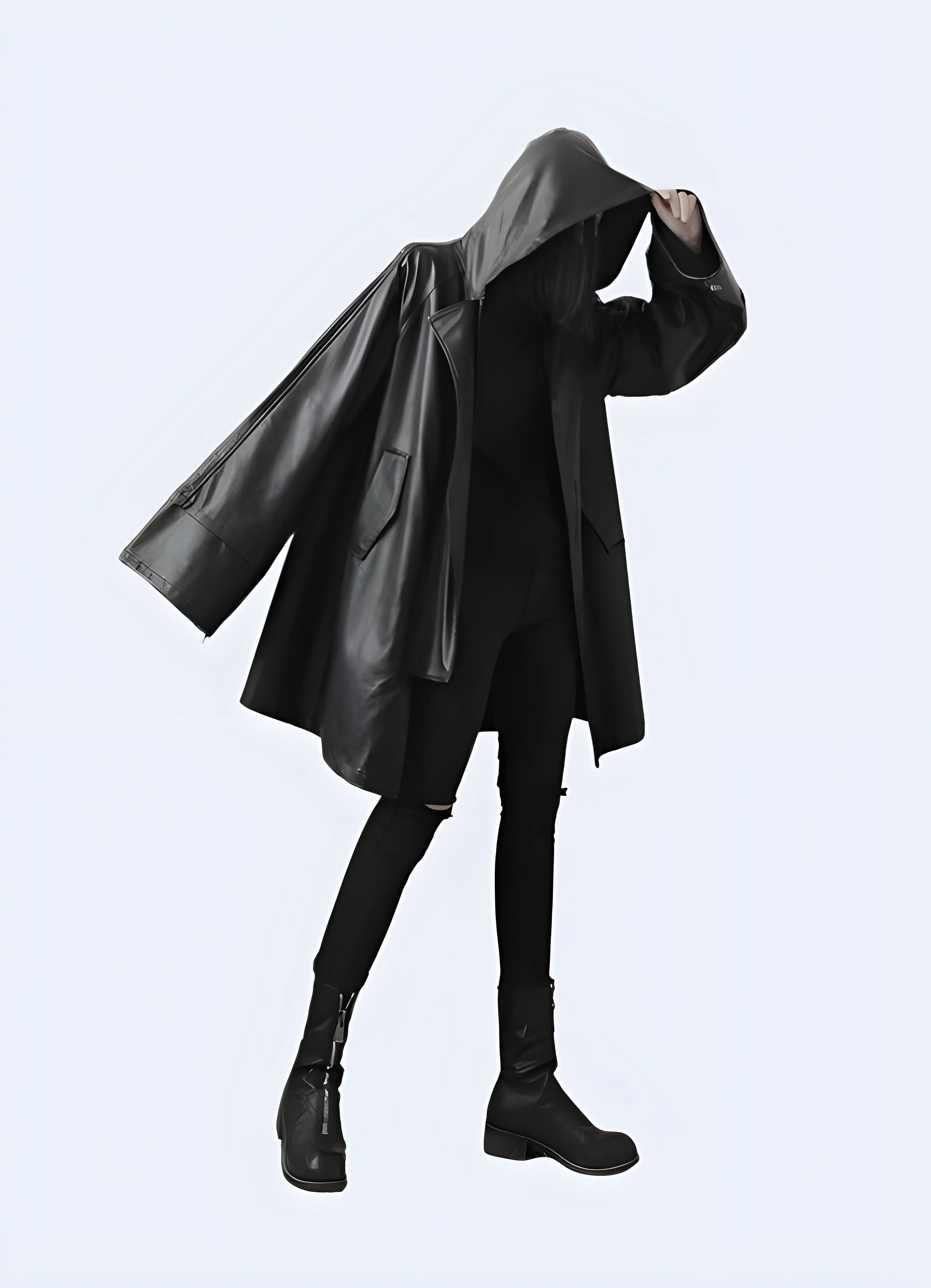 Women's Leather Rain Oversized Parka