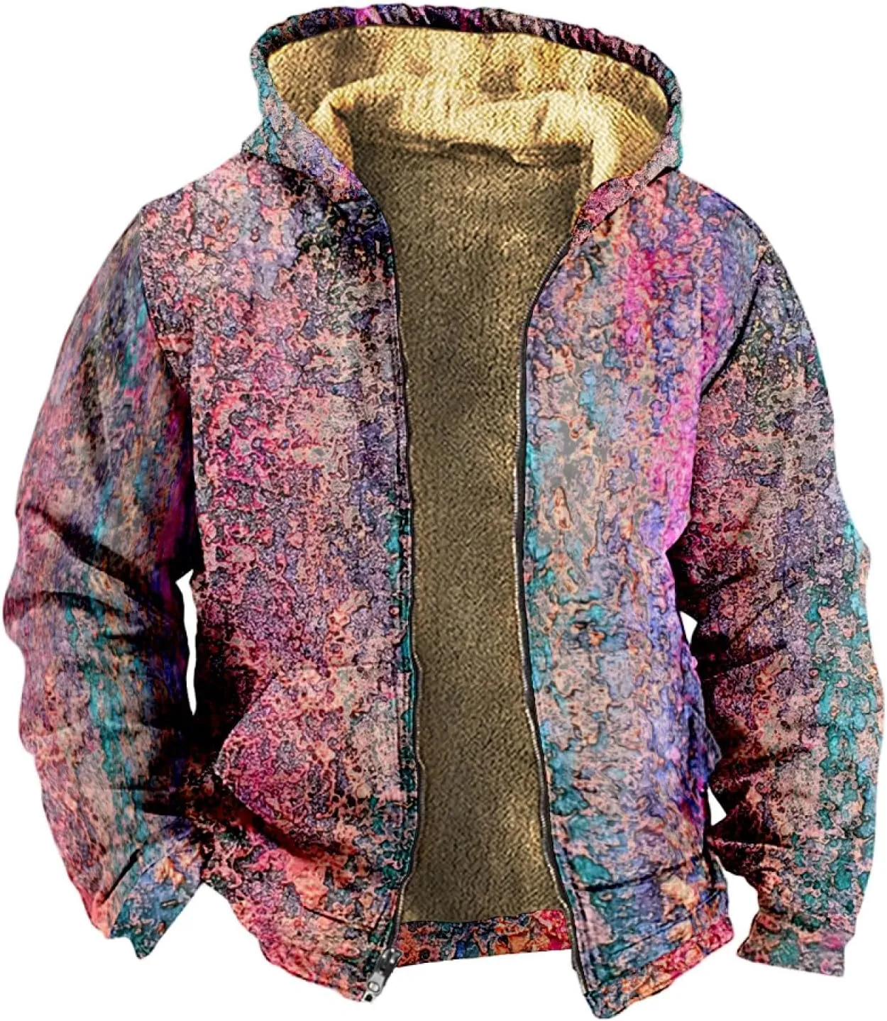 Zip Up Hoodie Men Winter Sherpa Lined Graphic Jacket Windproof Workout Oversized Coat Big And Tall Cool Windbreaker Outwear